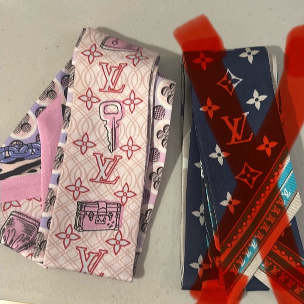 Louis Vuitton Pink and Navy Silk Accessories